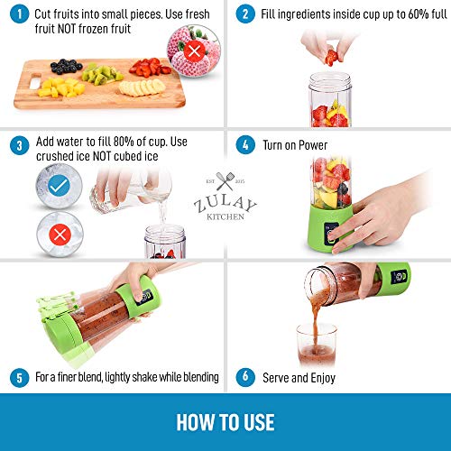 Zulay Portable Blender For Shakes And Smoothies USB Rechargeable Portable Smoothie Blender