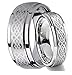 His & Her's 8MM/6MM Tungsten Carbide Wedding Band Ring Set w/Laser Etched Celtic Design