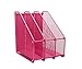EXERZ Magazine Holder Triple Rack, Mesh Metal - 3 Compartments Documents/Notebooks/Folder/Organizer (Pink)