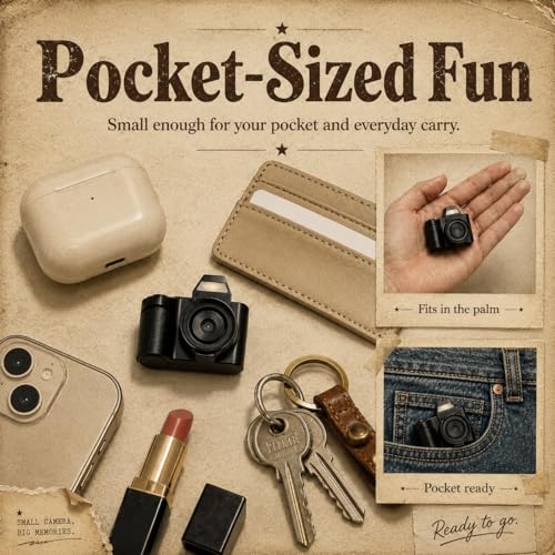 Maxmango Mini Retro Digital Camera - 1080P FHD Portable Camcorder with 1.3" Screen, Mini Thumb Camera Pocket Keychain for Travel and Vlogging, Gift Idea (Black)