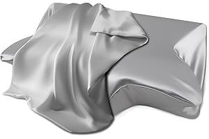 Satin Pillow Cases for HOMCA Cervical Pillow - Contoured Ergonomic Satin Pillowcase with Zipper, Dark Grey Soft & Smooth Fabr