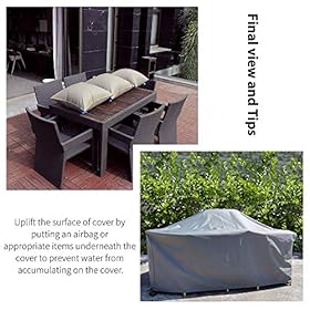 SERHOM Patio Furniture Covers, Waterproof Anti-UV 600D Heavy Duty Durable Table Cover for Outdoor Dining Table, Grey… 51Ktq75Y7lL