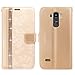 LG G4 Case, G4 Case, Cellularvilla [Stand Feature] Flower Texture Wallet Case [Diamond Jewel] Premium [Bling Luxury] Pu Leather Flip Cover [Card Slots] For LG G4 (Golden Bling)