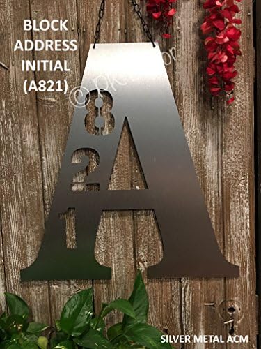 Metal ACM 24" Monogram Door Decor w/ Address Number- Personalized Monogram Door Hanger - Metal Address Sign