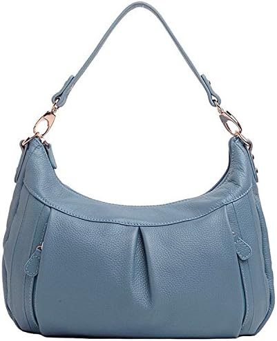 Hereby Kuer(TM) Women’s Leather Soft Pure Color Retro Style Tote Top-Handle Shoulder Cross-body Handbag (Ultramarine)