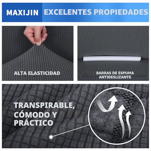 MAXIJIN Super Stretch Sofa Cover for 3 Seater, 1 Piece Universal Jacquard Spandex, Pet Friendly Protector (3 Seater, Dark Grey)