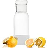 hjn Small Glass Pitcher Glass Water Carafe with Cup Lid, Fridge Water Jug Cold or Hot Beverages, Iced Tea, Milk, Juice 830ml/28oz & clear cup lid (Glass Pitcher-Clear cup lid)