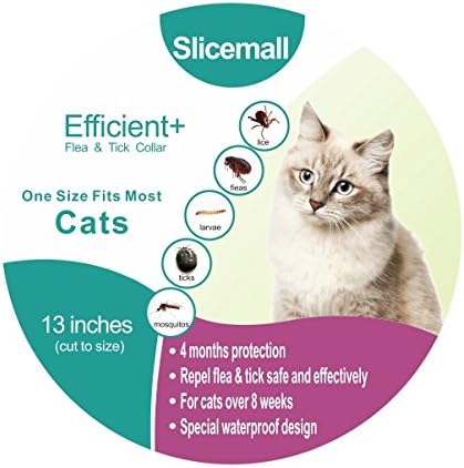 Slicemall Flea Tick Collar, cats flea treatment small medium large dogs tick repellent protection pets prevention control (13 inches Cats)