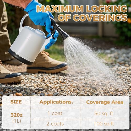 BALORIZ 35oz Mulch Glue & Rock Glues for Landscaping, Pea Gravel & Bark, Strong Stabilizing Gravel Glue with Sprayer Ready to Use Non Toxic Mulches Glues for Rocks Locking Most Mulches