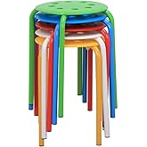 Yaheetech Stackable Stools Set of 5, Classroom Flexible Seating, Multicolor | Stackable, lightweight stools with plastic seats and metal legs hold up to 265 lb each; bright colors for classroom or home.