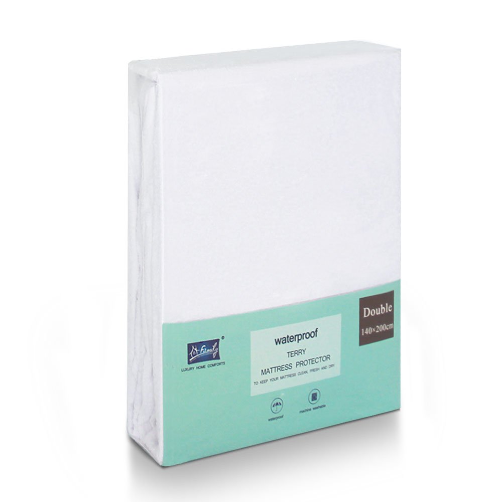 Family Bedding Waterproof Double Mattress Protector – Ultra-Soft Terry Towel Surface, Extra Deep Fitted Bed Cover, Super Absorbent & Machine Washable.
