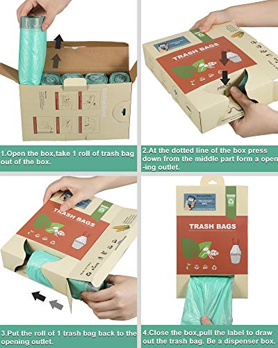 1.2 Gallon Small Trash bags Drawstring Trash Bags, 125 pack compostable car trash bags, Fit 4.5-6 liters Strong Garbage Bags, Bathroom Trash Can Bin Liners, Small Plastic Bags for home office White