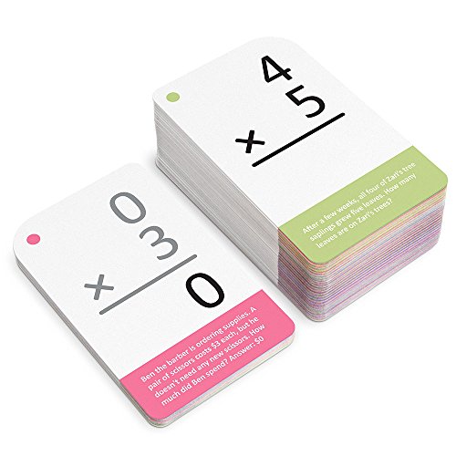 Self-Checking Multiplication Flashcards with Word Problems, All Facts 0-12 by Pint-Size Scholars