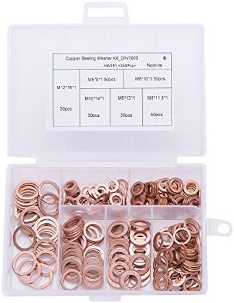 240Pcs/set DIN7603 M5 M6 M8 M10 M12 T3 Copper Sealing Washer For Boat Crush Flat Seal Ring Fitting Kit HW151