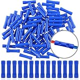 Hilitchi 100pcs 16-14 Gauge Butt Insulated Splice Terminals Electrical Wire Crimp Connectors (Blue / 16-14AWG)