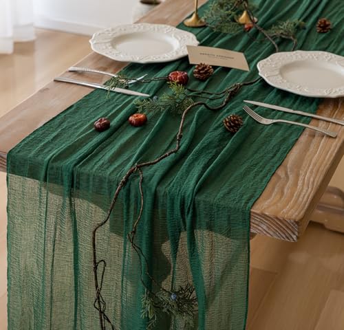 Emerald Green Cheesecloth Table Runner