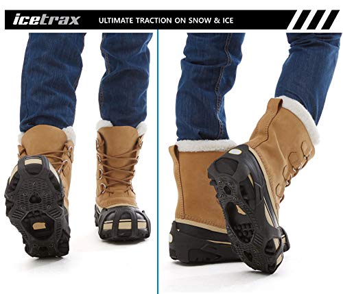 ICETRAX V3 Pro Winter Ice Grips for Shoes and Boots - Ice Cleats for Snow and Ice, StayON Toe, Reflective Heel (V3 HEX, L/XL (Men: 9.5-13 / Women: 11+))