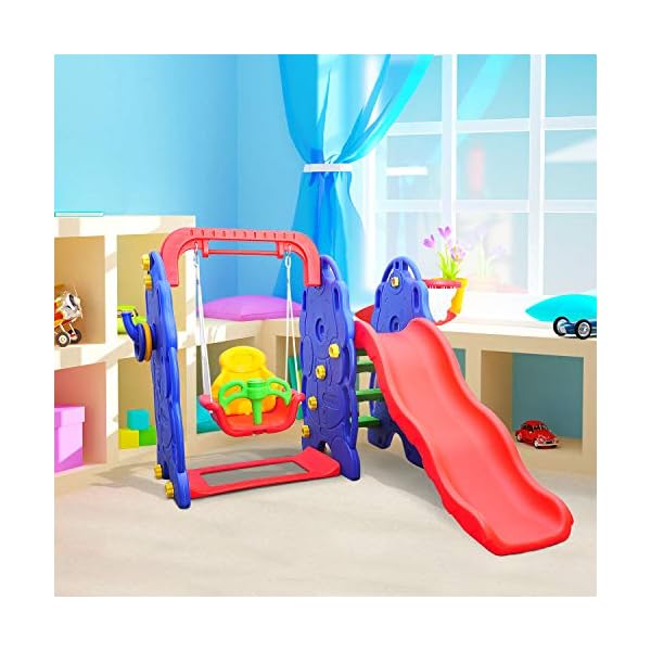 HOMCOM Kinderrutsche Kinder Rutsche Spielzeug Slide Gartenrutsche Babyrutsche (Elefantrutsche mit Schaukel) – Bild 3