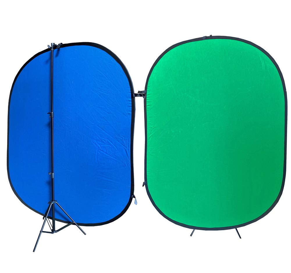 ephotoincPortable Double-Sided Pop-Up Background Reversible Chroma Key Green and Blue Background Kit