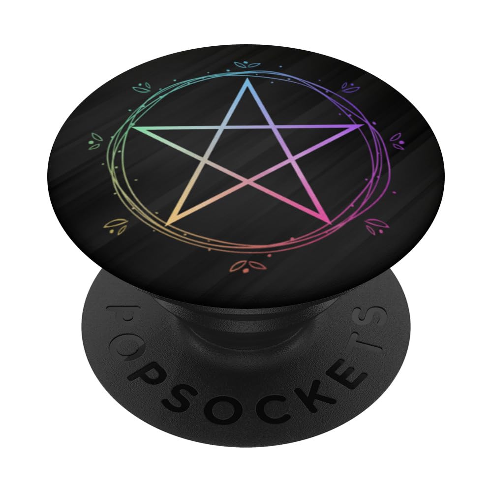 Rainbow Pride Pentagram Wiccan Pagan LGBTQ Pride Pentacle PopSockets Adhesive PopGrip