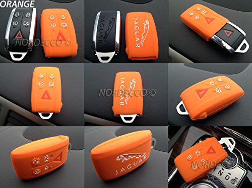 Protex JAG12OR in silicone di qualità 5 tasto Smart Intelligent KEYLESS Fob Protector case guanto Jacket 2008 2009 2010 2011 2012 2013 2013 2014 (arancione