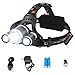 Diateklity Bright LED Headlamp Headlight Flashlight, 4 Modes w/ 3 Cree T6 LED, Waterproof Rechargeable for Outdoor Hiking Camping Riding Fishing Hunting