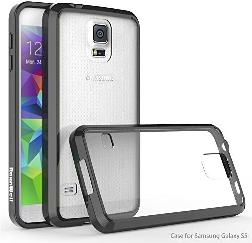 Samsung Galaxy S5 Case, RaxnWell [Shockproof] Crystal Clear Acrylic Plastic Back Panel and TPU Frame Stylish Phone Case for Samsung S5 (Black)