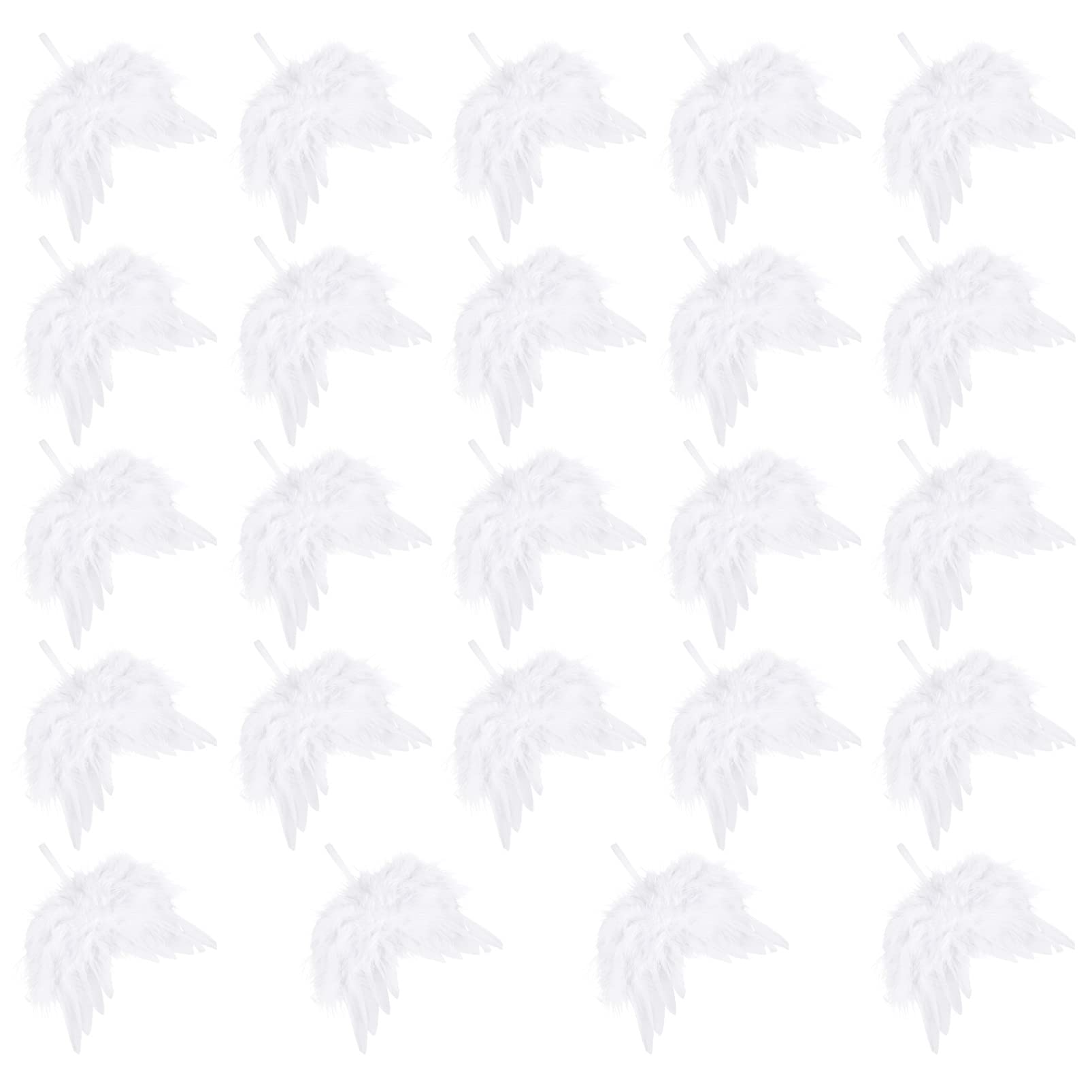 NUOBESTY 24Pcs Angel Wing Pendants Angel Wing Charms Mini White Hanging Ornaments for Christmas Tree Wedding Holiday DIY Craft Decors 12x10cm