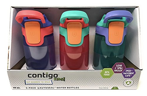 Contigo Kids Autoseal Gizmo Water Bottles, 14oz (Sprinkles/Wink/Persian Green)