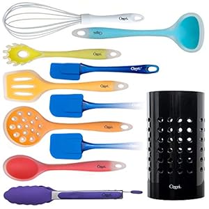 Ozeri Juego de utensilios de silicona todo en uno, 11 piezas, multicolor
