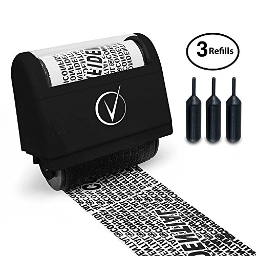 Vantamo Identity Theft Protection Roller Stamp Wide Kit, Including 3-Pack Refills - Designed for Sec - //coolthings.us