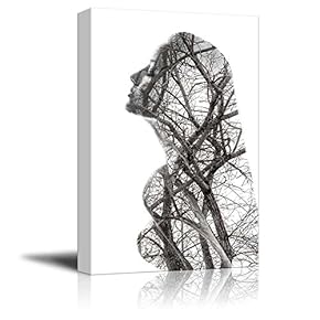 Double Exposure with Branches and Woman