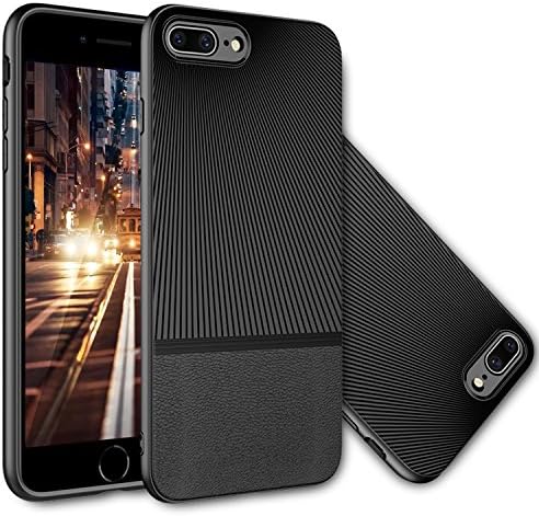 iPhone 8 Plus Case,iPhone 7 Plus Case, Amextrian [Wireless Charging Support] Lightweight Carbon Fiber Scratch Resistant [Shock Absorption] Soft TPU Case For iPhone 8 Plus/7Plus [BLACK]