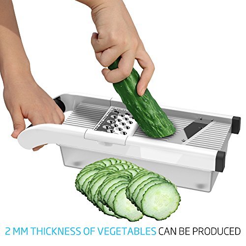 Vegetable & Fruit Grater & Julienne Slicer with 3 Stainless Steel Blades & Storage Container