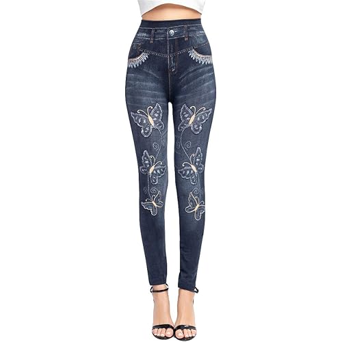 Whear Jeans for Women Distressed Ripped Embroidered Floral Denim Pants Destroyed High Rise Skinny Trousers