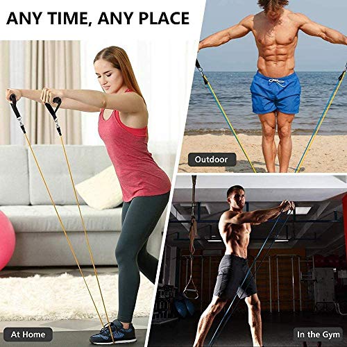 Domoki Resistance Bands Set 11 PCS, Exercise Bands with Door Anchor, Handles, Waterproof Carry Bag, Legs Ankle Straps for Resistance Training, Physical Therapy, Home Workouts