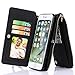 iPhone 7 Plus Case, Itrendz 12 Card Holder Pro - [Zipper Cash Storage] Premium Button PU Leather Wallet Case Cover With Detachable Magnetic Hard Case For iPhone 7 Plus (5.5 Inch), Black