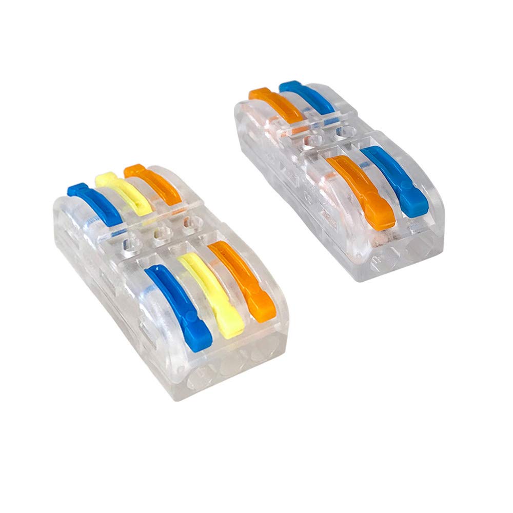 Aiqeer 30 Pcs SPL-2/SPL-3 Lever-Nut Wire Connectors Set, Transparent Conductor Compact Wire Connectors, Cable Clamp Terminal Block Quick Spring Connector (Multicolor Lever)