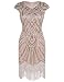 PrettyGuide Women 1920s Gastby Sequined Embellished Fringed Flapper Dress Luxury Champagne Pink M