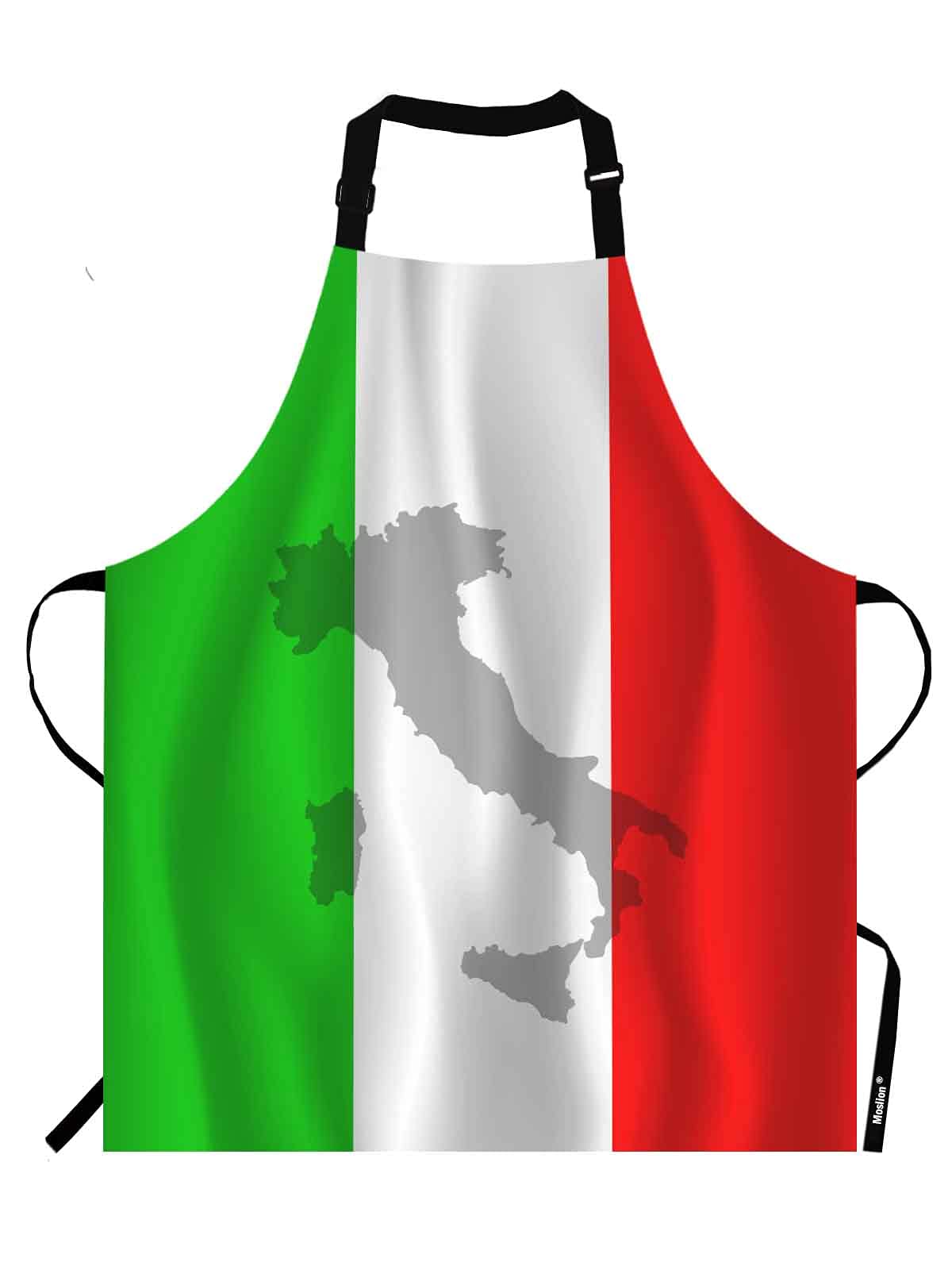 Moslion Italian Flag Apron,The Contour of Italian Territory Is Printed on the Flag Apron,Adjustable Neck Bib for Men Women,Suitable for Kitchen Cooking Waitress Chef