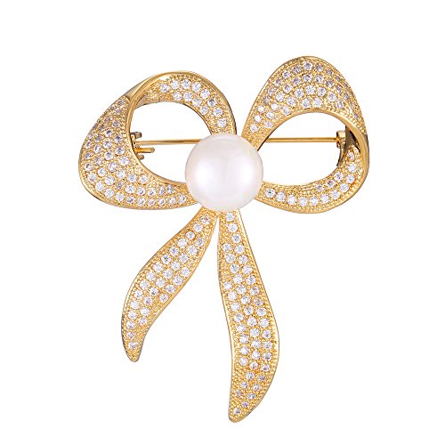 Eseres brooch pins for women pearl butterfly bow brooches gold pl…