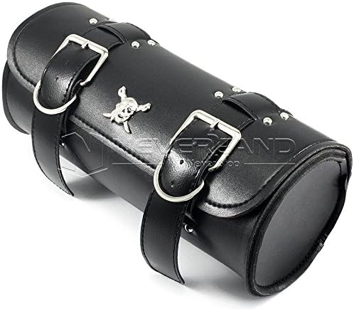 Noviame(TM) Black Motorcycle Saddle Bags Leather Motorbike Side Tool Tail Bag Luggage Borsello Moto for Harley Universal D10