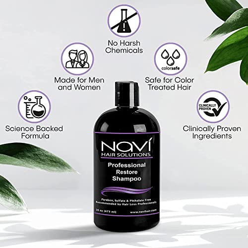 Navi Professional Strength Hair Loss Shampoo for Hair Growth, DHT Blocker Shampoo for Thinning Hair with Biotin Keratin and Vitamin E, Paraben and Sulfate Free, Hair Regrowth for Men and Women, 16 oz