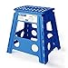 ACKO Folding Step Stool 16 Inch Stool 400 LB Weight Capacity Plastic Foldable Step Stools for Adults and Kids, Folding Stool Suitable for Kitchen, Stepping Stool with Handle Blue Step Stool 1PC