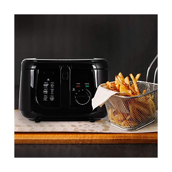 LIVIVO Electric 2.5L Deep Fat Countertop Fryer Non-Stick Coating, Internal Mesh Basket with Safety Handle and Viewing…