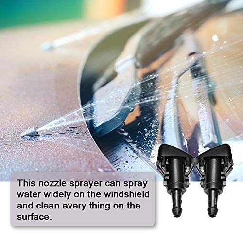 Front Windshield Washer Nozzles Kit 4805742AB 5160308AA for Chrysler, Dodge, Jeep, Ram Washer Jet and 2.5 Meters Fluid Hose with 6 PCS Connectors