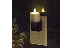 Luminara Flameless Candle Nightlight - Patented Flickering Real-Flame Effect Technology Mimics Real Candle - Plugs into Vertical Outlet Only - Dusk to Dawn Sensor Auto Switch On/Off (Black)