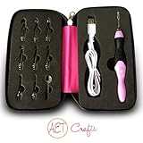 A.E.T.Crafts LED Ergonomic Handle Lighted Crochet 9 Interchangeable Head Hook Set (2.5mm-6.5mm) with Pink Zip-up Case and USB Cable; Rechargeable, No Batteries Required