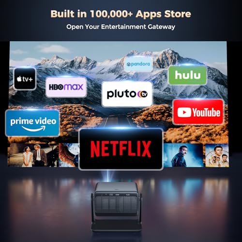 Smart 4K Projector【Netflix Included & Dolby Audio】Auto Focus & Keystone, AMEELA 30000 Lumens Portable Projector with WiFi and Bluetooth, 100,000+ Apps for Bedroom/Home/Outdoor