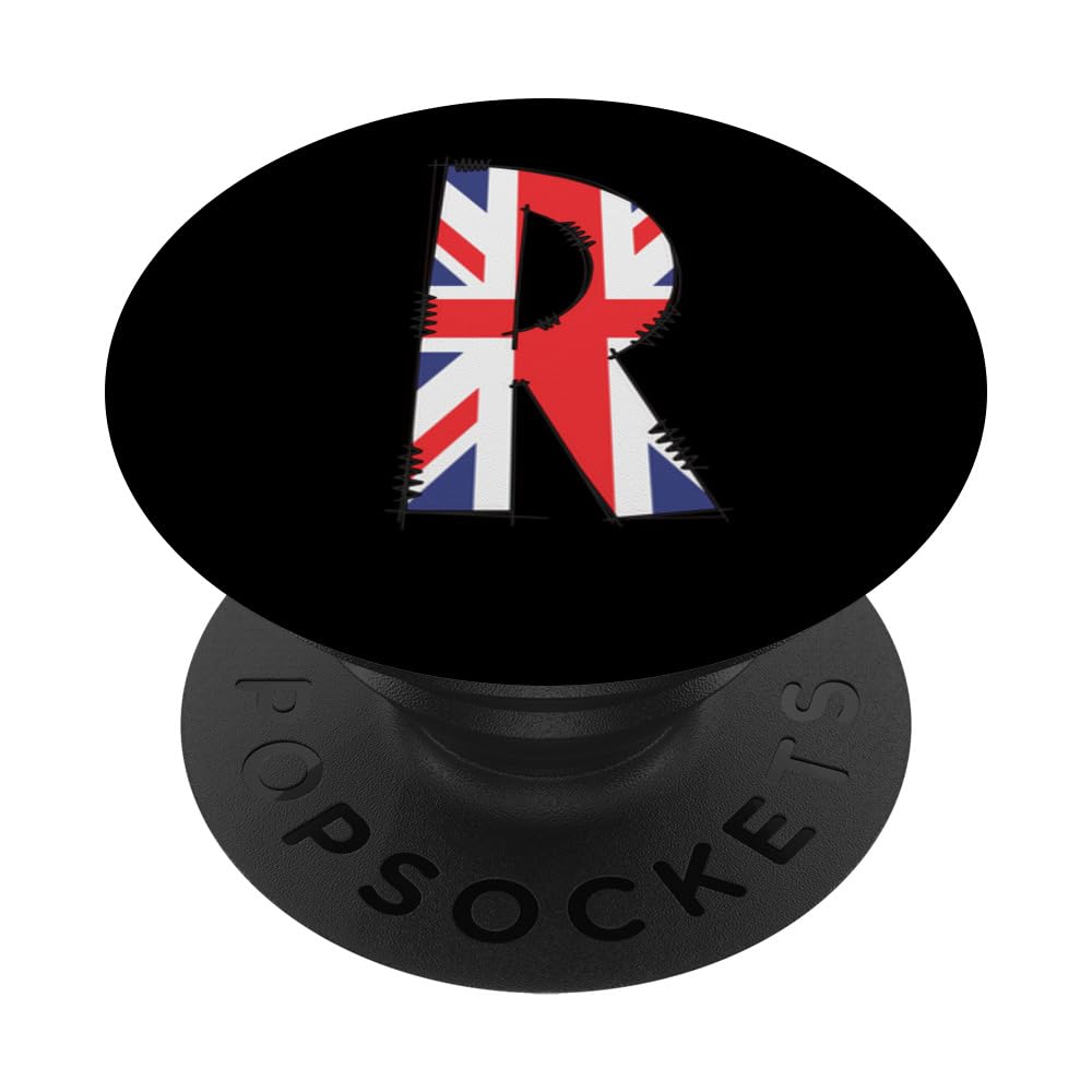 British Flag Letter R Distressed Initial Graphic PopSockets Adhesive PopGrip